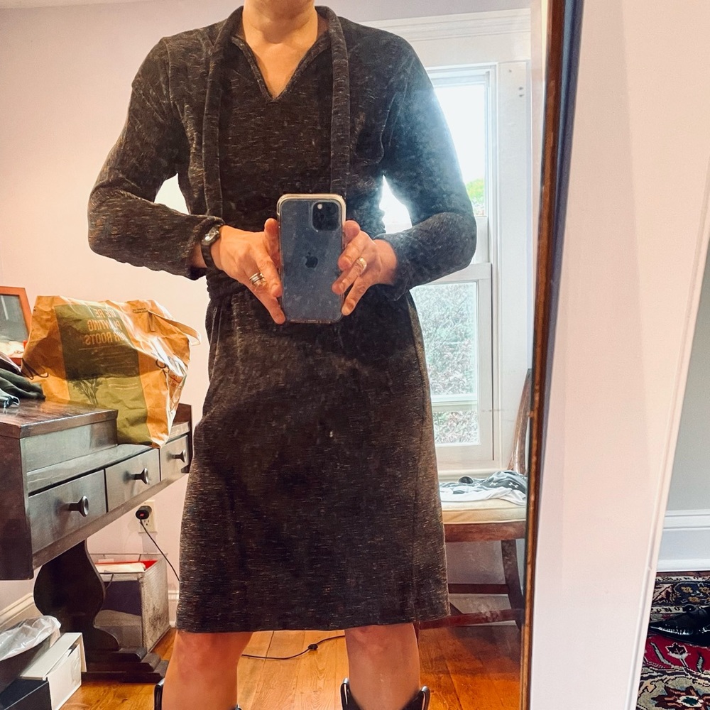 Vintage Lanvin dress. Black and multicolor velour Dress. US 2.